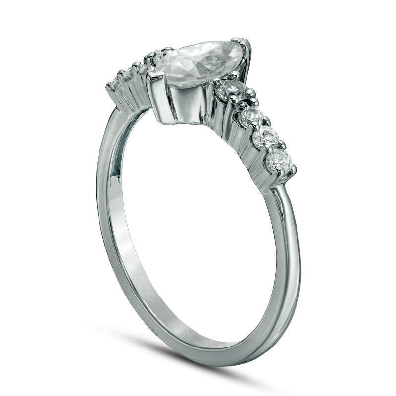 0.75 CT. T.W. Marquise Natural Diamond Engagement Ring in Solid 10K White Gold