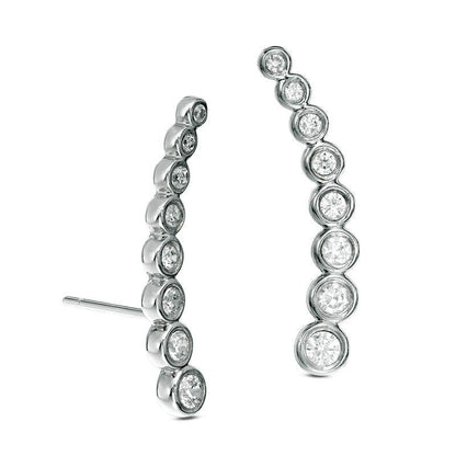 0.38 CT. T.W. Journey Diamond Crawler Earrings in 10K White Gold