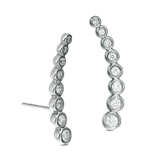 0.38 CT. T.W. Journey Diamond Crawler Earrings in 10K White Gold