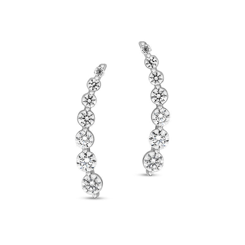 1.2 CT. T.W. Journey Diamond Crawler Earrings in 10K White Gold