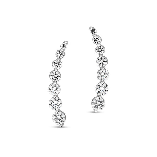 1.2 CT. T.W. Journey Diamond Crawler Earrings in 10K White Gold
