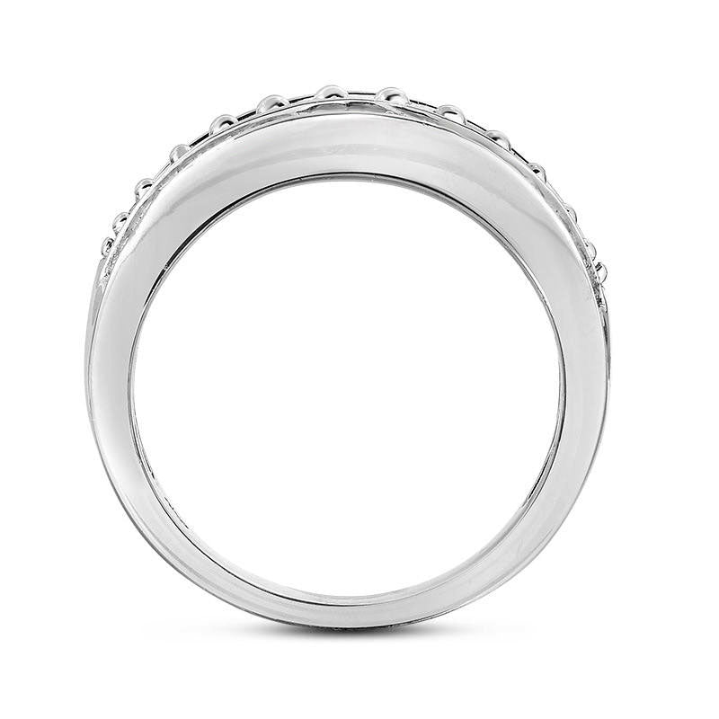 0.88 CT. T.W. Natural Diamond Six Row Band in Solid 14K White Gold