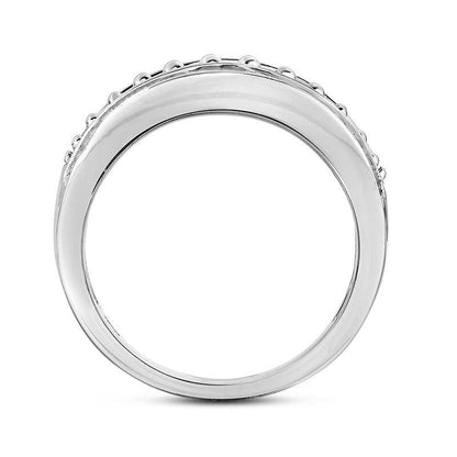 0.88 CT. T.W. Natural Diamond Six Row Band in Solid 14K White Gold