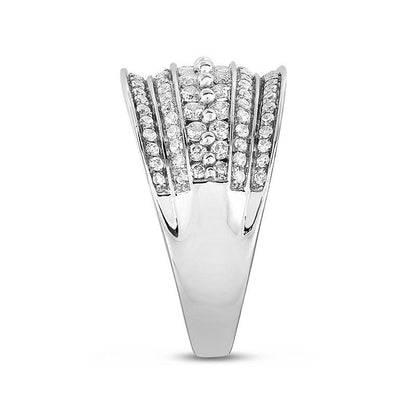 0.88 CT. T.W. Natural Diamond Six Row Band in Solid 14K White Gold