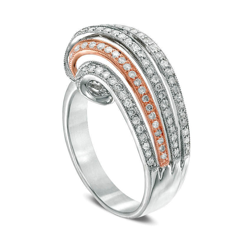 0.50 CT. T.W. Natural Diamond Tapered Band in Solid 10K Two-Tone Gold