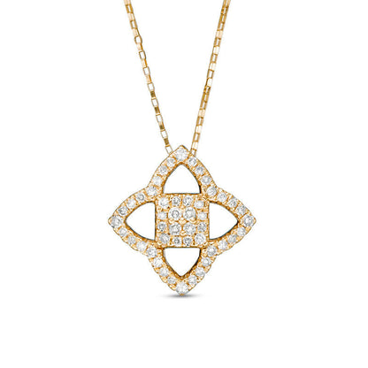 0.2 CT. T.W. Natural Diamond Lotus Pendant in 10K Yellow Gold