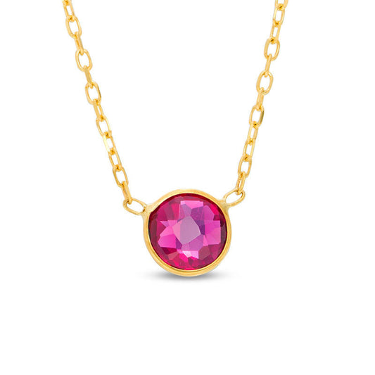 6.0mm Lab-Created Ruby Solitaire Necklace in 10K Yellow Gold - 17