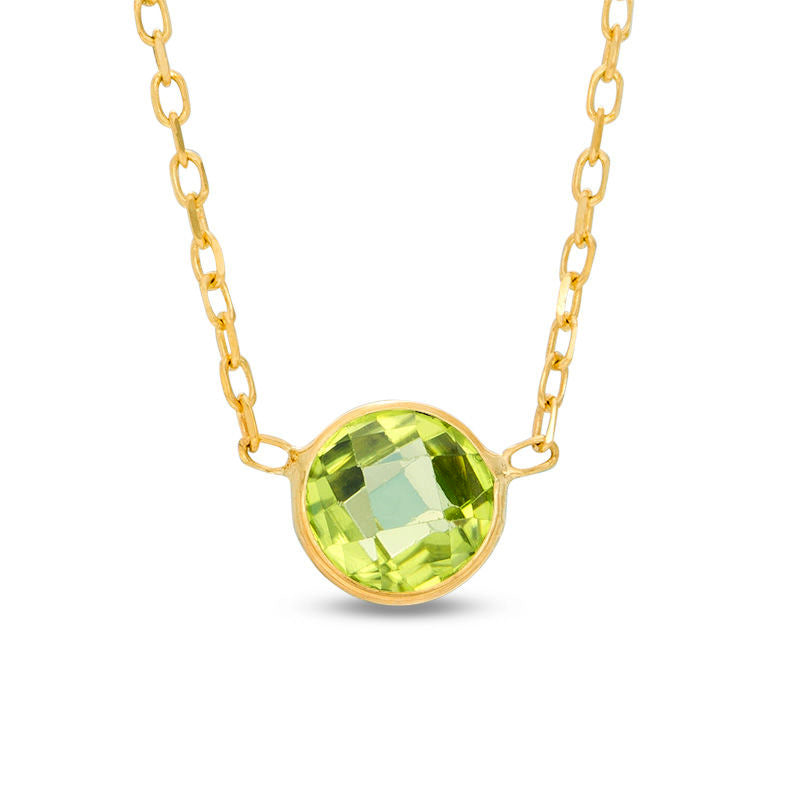 6.0mm Peridot Solitaire Necklace in 10K Yellow Gold - 17
