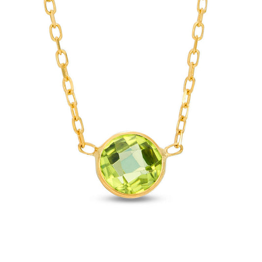 6.0mm Peridot Solitaire Necklace in 10K Yellow Gold - 17