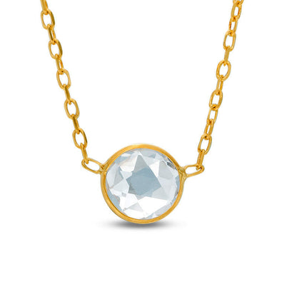 6.0mm Lab-Created White Sapphire Solitaire Necklace in 10K Yellow Gold - 17