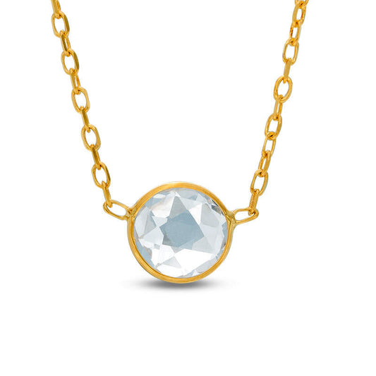 6.0mm Lab-Created White Sapphire Solitaire Necklace in 10K Yellow Gold - 17