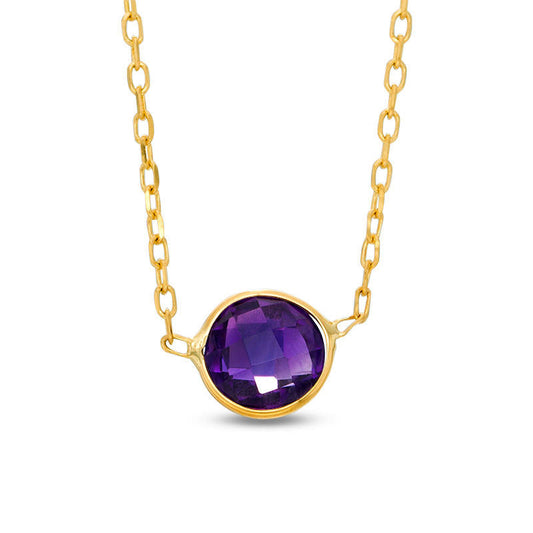 6.0mm Amethyst Solitaire Necklace in 10K Yellow Gold - 17