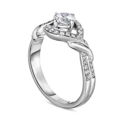 0.75 CT. T.W. Natural Diamond Twist Bypass Frame Engagement Ring in Solid 14K White Gold