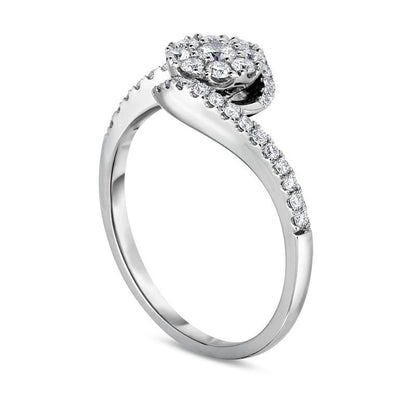 0.50 CT. T.W. Composite Natural Diamond Bypass Engagement Ring in Solid 10K White Gold