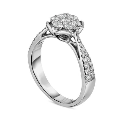 0.50 CT. T.W. Composite Natural Diamond Flower Engagement Ring in Solid 10K White Gold