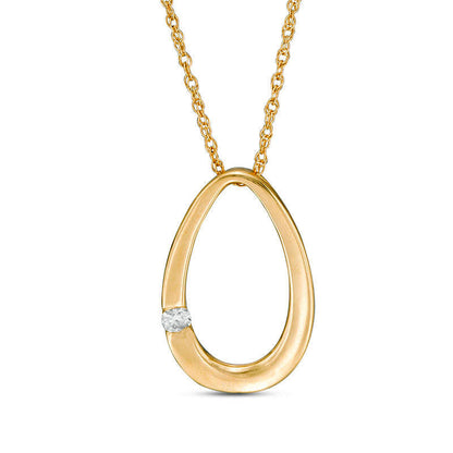 Natural Diamond Accent Oval Pendant in 10K Yellow Gold