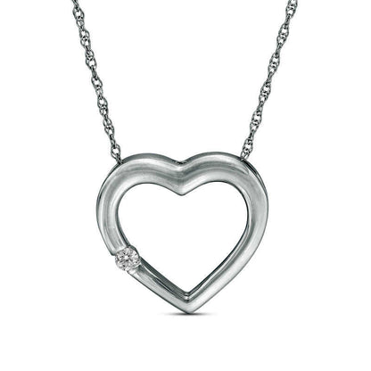 Natural Diamond Accent Heart Pendant in 10K White Gold
