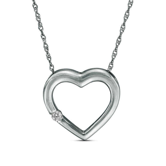 Natural Diamond Accent Heart Pendant in 10K White Gold