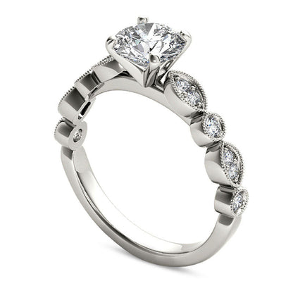 1.0 CT. T.W. Natural Diamond Antique Vintage-Style Engagement Ring in Solid 14K White Gold