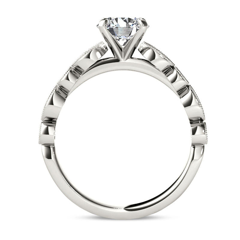 1.0 CT. T.W. Natural Diamond Antique Vintage-Style Engagement Ring in Solid 14K White Gold