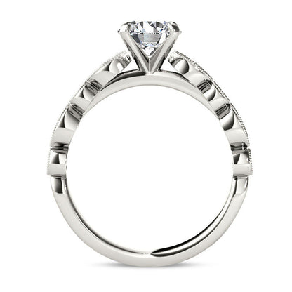 1.0 CT. T.W. Natural Diamond Antique Vintage-Style Engagement Ring in Solid 14K White Gold