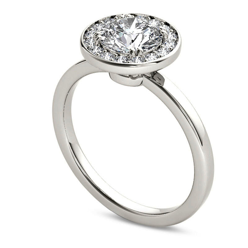 1.0 CT. T.W. Natural Diamond Frame Engagement Ring in Solid 14K White Gold