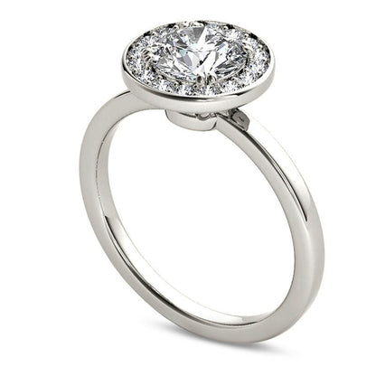 1.0 CT. T.W. Natural Diamond Frame Engagement Ring in Solid 14K White Gold