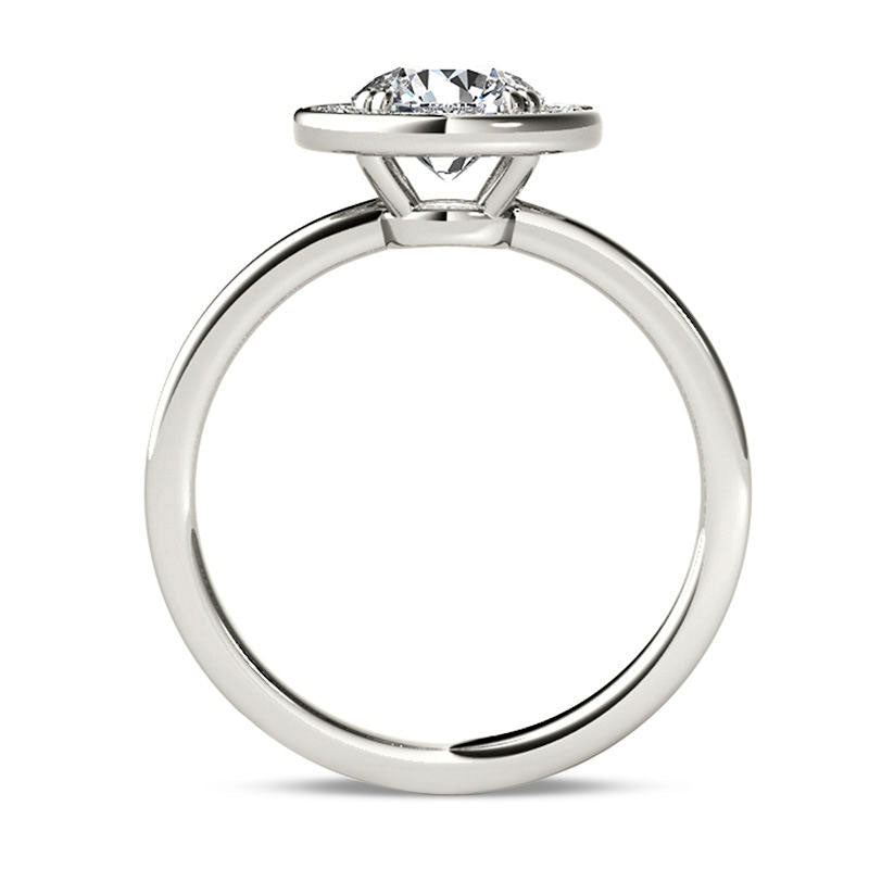 1.0 CT. T.W. Natural Diamond Frame Engagement Ring in Solid 14K White Gold