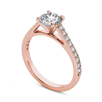 1.0 CT. T.W. Natural Diamond Engagement Ring in Solid 14K Rose Gold