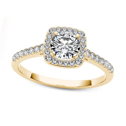 1.0 CT. T.W. Natural Diamond Cushion Frame Engagement Ring in Solid 14K Gold