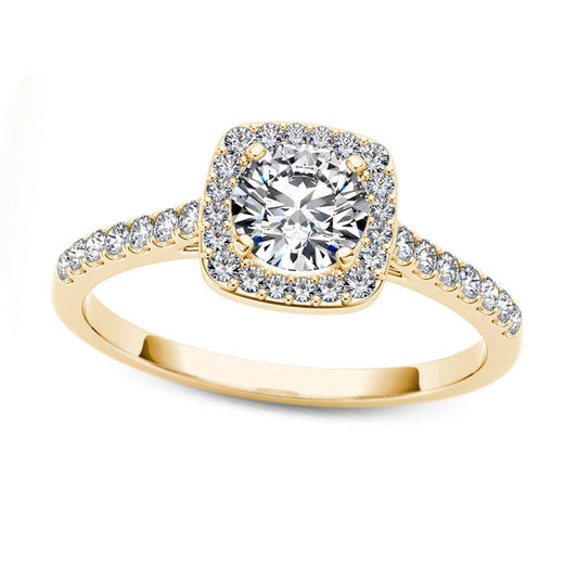 1.0 CT. T.W. Natural Diamond Cushion Frame Engagement Ring in Solid 14K Gold