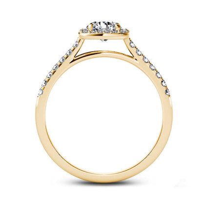 1.0 CT. T.W. Natural Diamond Cushion Frame Engagement Ring in Solid 14K Gold