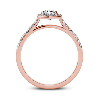 1.0 CT. T.W. Natural Diamond Cushion Frame Engagement Ring in Solid 14K Rose Gold