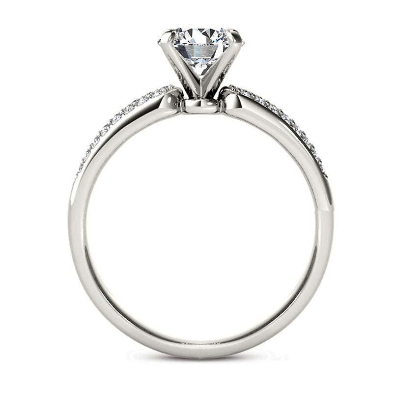 1.20 CT. T.W. Natural Diamond Triple Row Engagement Ring in Solid 14K White Gold
