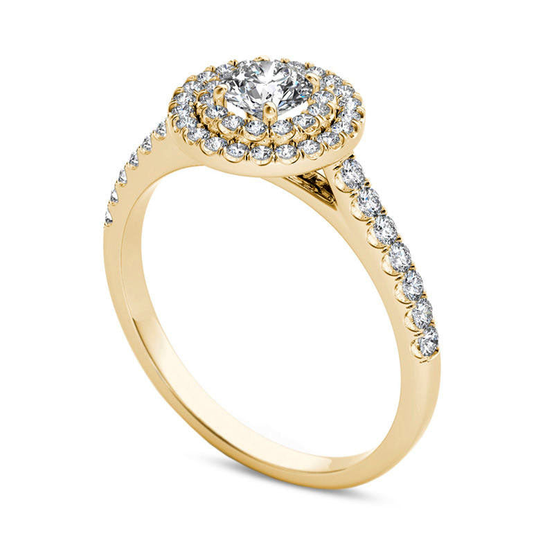 0.75 CT. T.W. Natural Diamond Double Frame Engagement Ring in Solid 14K Gold