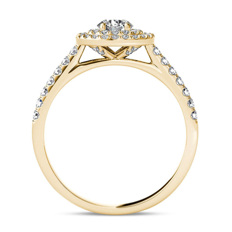 0.75 CT. T.W. Natural Diamond Double Frame Engagement Ring in Solid 14K Gold