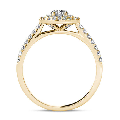 0.75 CT. T.W. Natural Diamond Double Frame Engagement Ring in Solid 14K Gold