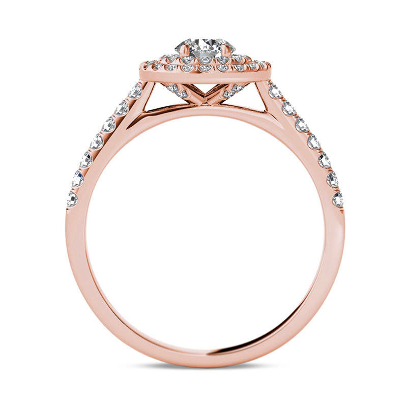 0.75 CT. T.W. Natural Diamond Double Frame Engagement Ring in Solid 14K Rose Gold