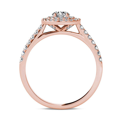 0.75 CT. T.W. Natural Diamond Double Frame Engagement Ring in Solid 14K Rose Gold