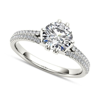 1.20 CT. T.W. Natural Diamond Double Row Engagement Ring in Solid 14K White Gold