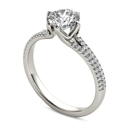 1.20 CT. T.W. Natural Diamond Double Row Engagement Ring in Solid 14K White Gold