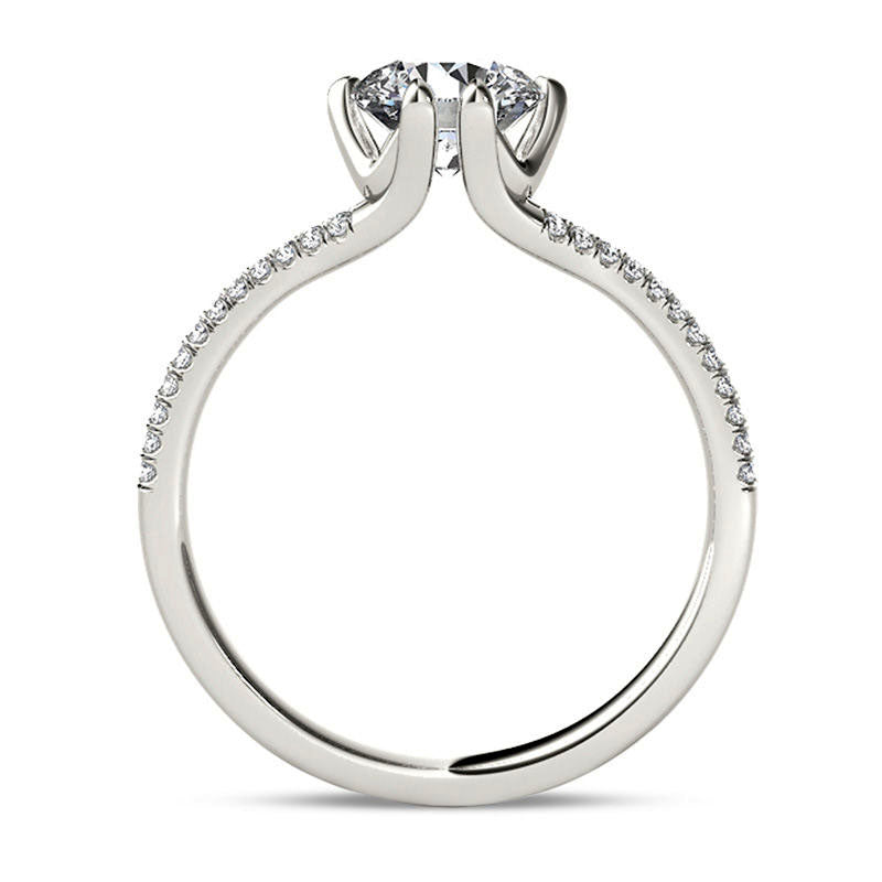 1.20 CT. T.W. Natural Diamond Double Row Engagement Ring in Solid 14K White Gold