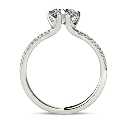 1.20 CT. T.W. Natural Diamond Double Row Engagement Ring in Solid 14K White Gold