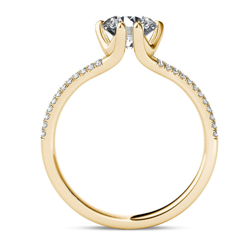 1.20 CT. T.W. Natural Diamond Double Row Engagement Ring in Solid 14K Gold