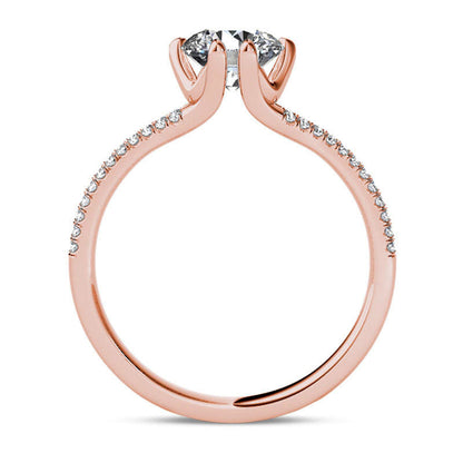 1.20 CT. T.W. Natural Diamond Double Row Engagement Ring in Solid 14K Rose Gold