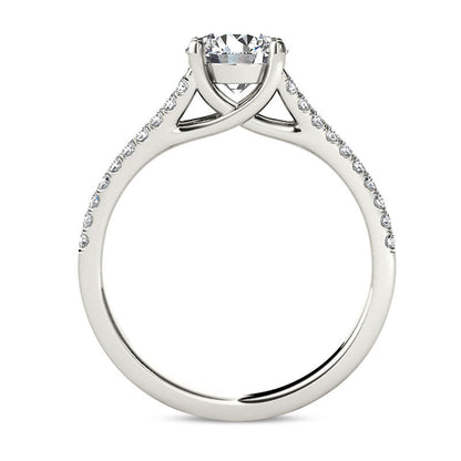 1.20 CT. T.W. Natural Diamond Double Row Split Shank Engagement Ring in Solid 14K White Gold