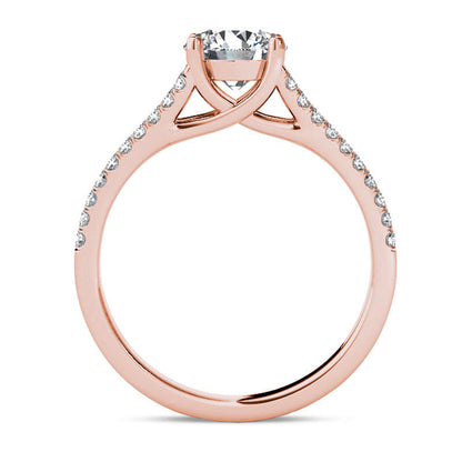 1.20 CT. T.W. Natural Diamond Double Row Split Shank Engagement Ring in Solid 14K Rose Gold