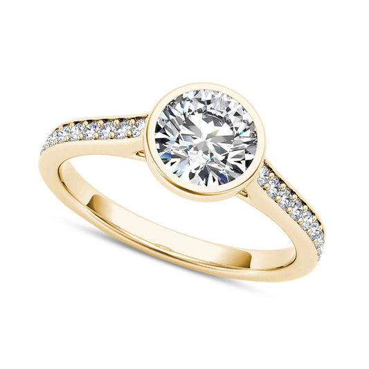1.20 CT. T.W. Natural Diamond Bezel-Set Engagement Ring in Solid 14K Gold