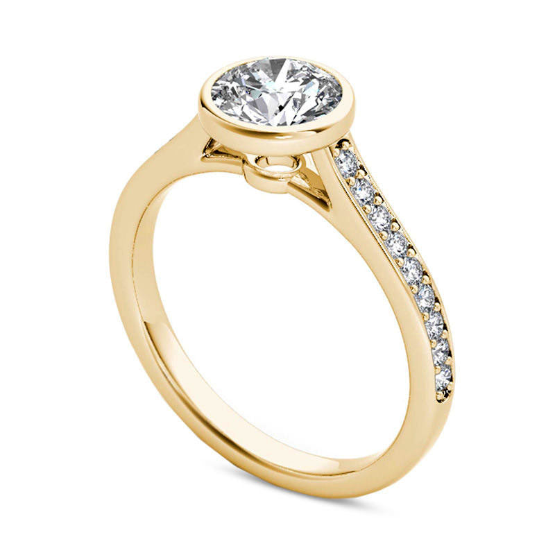 1.20 CT. T.W. Natural Diamond Bezel-Set Engagement Ring in Solid 14K Gold