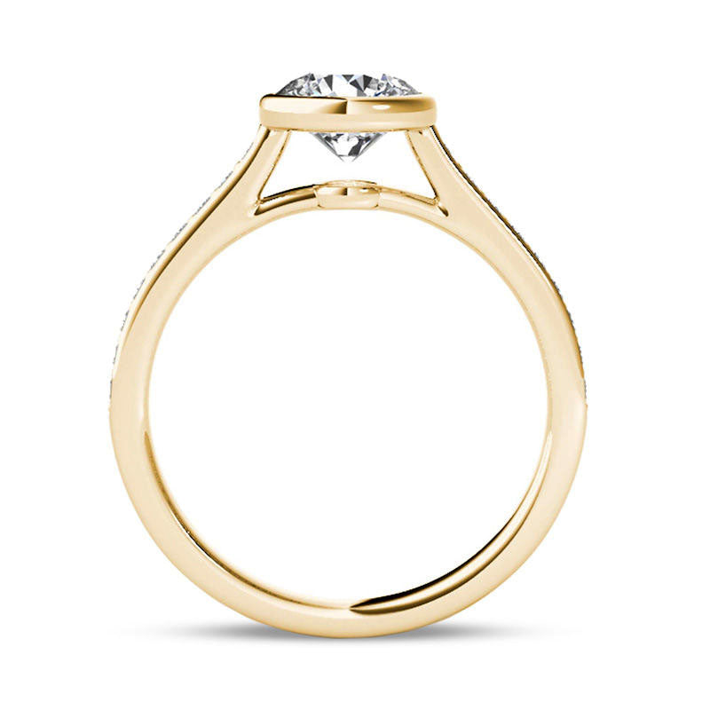 1.20 CT. T.W. Natural Diamond Bezel-Set Engagement Ring in Solid 14K Gold